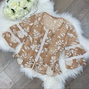 For Love and Lemons Yara Ruffle Sleeve Top Sz S